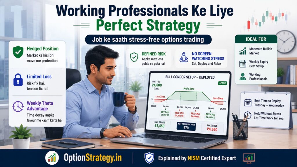 job ke saath stress free option trading using bull condor strategy with hedged position and weekly theta advantage