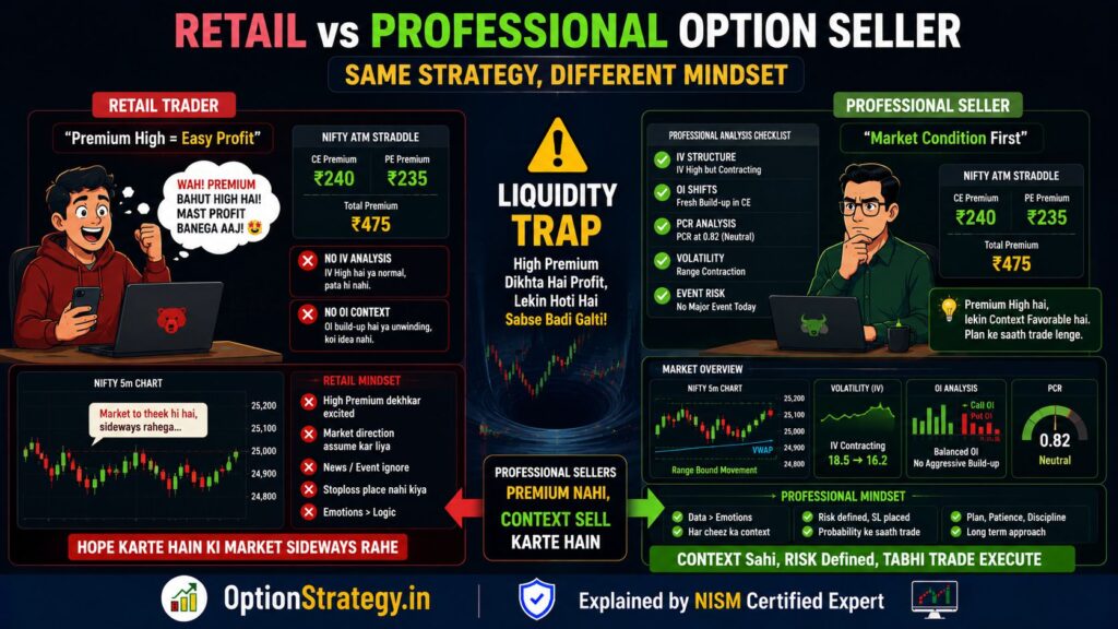 professional option selling mindset vs emotional retail trading explained in hinglish
